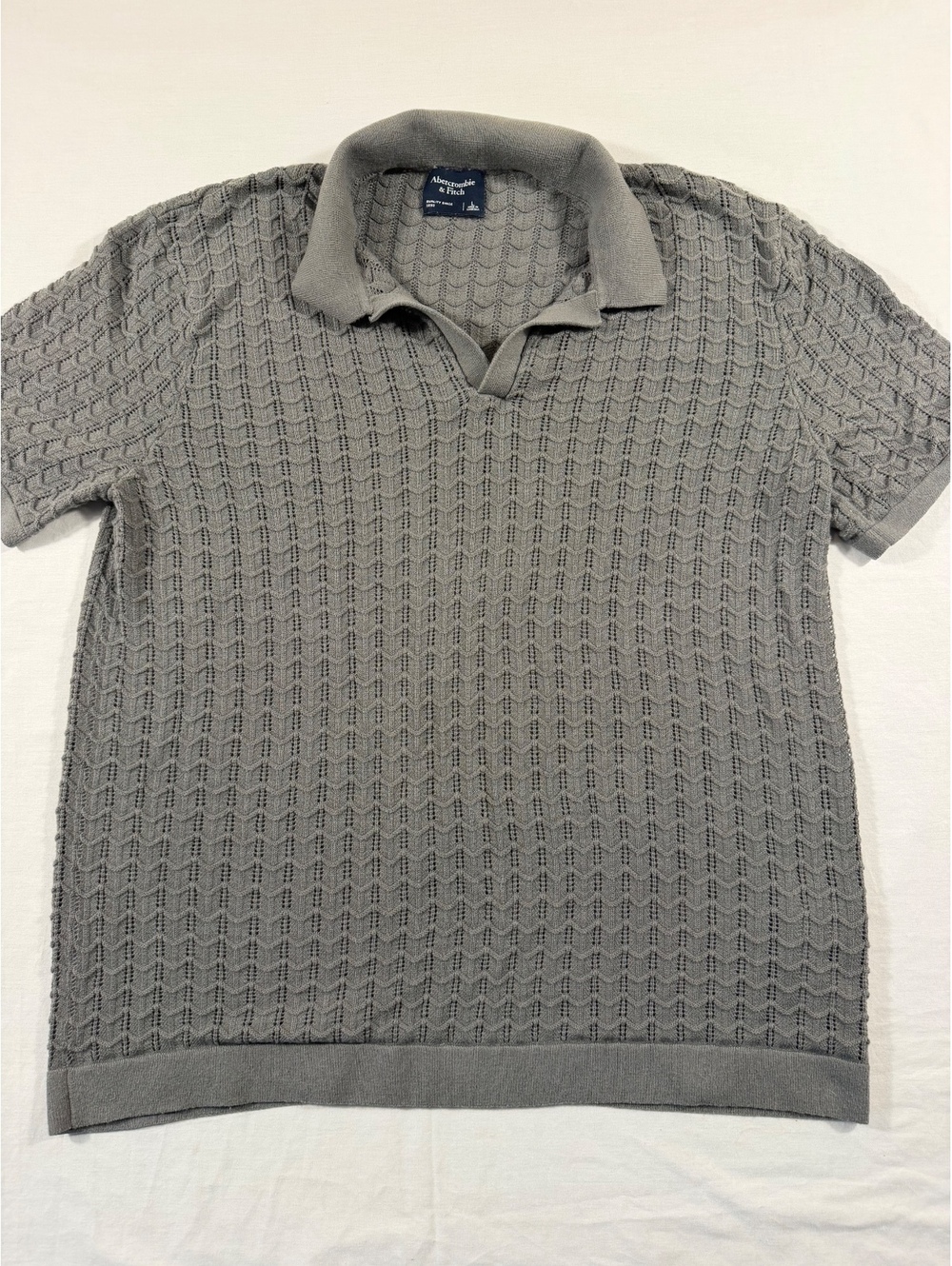 Abercrombie & Fitch Men's Gray Knit Polo Shirt Size L